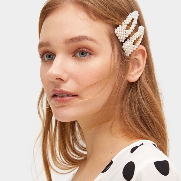 Zara Accessories - ZARA Hair Clip Pearl Set Rose Gold Jumbo Duo NEW